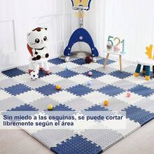 Tapete para Ejercicio, tapete para, Piso para Gym para de Espuma EVA, Tapete Foamy con 3 Colores para Yoga, Gym y Hogar (30 * 30 * 1CM) Noóxico, Antideslizante - ‎Azul+Blanco+Gris - Ver 6