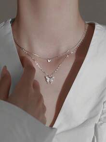 Juego de 9/8/5/3 piezas de collar multicapa con colgantes con diseños elegantes y vintage de corazón, flor, cruz, lágrima, ojo de gato falso, gema, ala, strass, mariposa, estrella y borla, en estilo Y2K, adecuado para vacaciones, fiestas, citas, regalos y uso diario - Multicolor - Ver 8