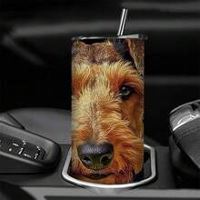 1 Piece 20 Oz Elta Terrier Insulated Cup With Lid And Straw - Durable 304 Stainless Steel, Perfect For Sports And Outdoor Activities, Great Gift For Dog Lovers - 20oz - View 7