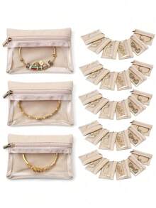 Bộ 6 túi đựng trang sức bằng nhung trong suốt có khóa kéo, thích hợp cho phụ nữ và bé gái, món quà hoàn hảo cho đám cưới và kỷ niệm. - Nhiều màu - Xem 2