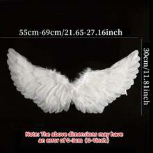 3件套天使翅膀服装配饰，白色羽毛翅膀，服装派对道具，万圣节和圣诞节服装 - 彩色 - 查看 4