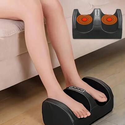 Jade Black Color Foot And Leg Massager With Heat Compression + Electric Kneading Dual Function System, Four-Button Smart Design For Home/Office/Travel Use Needs, Suitable For Middle-Aged And Elderly, Sedentary, Sports Groups, Etc., A Premium Choice For Health Gifts