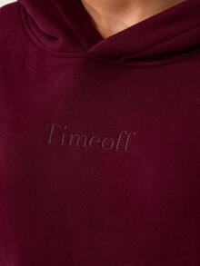 TimeOff 1 pieza Sudadera holgada de manga larga con bolsillo frontal de felpa de unicolor para mujer - Burdeos - Ver 5