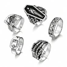 6PCS Skull Snake Geometric Cross Fashion Retro Vintage Personality Temperament High-End Ring Set - 58-2149 款式五 - 查看 11