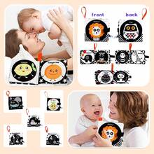 Livros de Pano Macios Livros de Bebê Livros de Pano para Bebês, Recém-Nascidos, Crianças Pequenas, Alto Contraste Preto e Branco Amassável Lavável Educação Precoce Presente