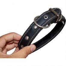 EstiloGenéRico Collar De Cuero Premium Para Perro, Interior De Terciopelo, Resistente, Elegante, Negro, No Irrita La Piel (Mediano).VersióN Mejorada - 1 - Ver 2