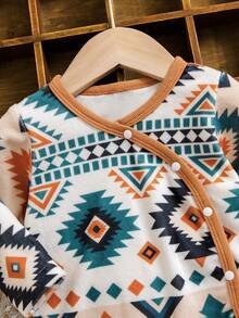 Ramadan Traditional Set, Boys Graphic Pattern Crew Neck Long Sleeve Top And Elastic Waist Pants 2 Pieces Outfit, Suitable For Infant Daily Casual Wear