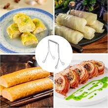 304不锈钢卷心菜/叶菜夹 - 重型可重复使用多功能夹，带锯齿状边缘，适用于煎、蒸、烤 - 适用于锅贴、饺子、春卷 - 易于清洁的厨房夹 - 彩色 - 查看 5