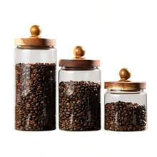 Black Walnut Lid Coffee Bean Storage Canister, Glass Storage Jar With Wooden Lid, Airtight, Moisture-Proof, Sealed Storage Jar, High Borosilicate Glass Jar, Kitchen Storage Canister, Food Storage Jar, Suitable For Coffee Beans, Peanuts, Soybeans, Mung Beans, Brown Sugar, Storage - Multicolor - View 11