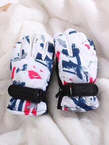 1 双 5-12 岁儿童冬季保暖带内衬户外防风防水防滑滑雪手套 - 彩色 - 查看 4