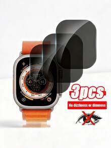 3pcs Anti-Peeping New 11th Gen Screen Protector, Applicable Toh Ultra/SE/8/7/6/5/4/3/2/1/10/11, 38/40/41/42/44/45/49/46mm, 3D Full Coverage Watch Film, Anti-Peeping Film - Black - View 12