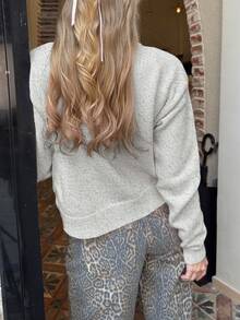 Women Simple Solid Color Single-Breasted Short Cardigan Sweater,Long Sleeve Tops Casual - Grey - View 5