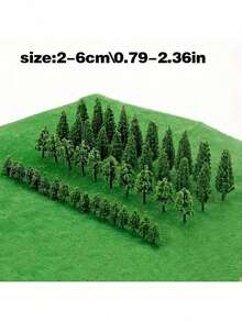 50个模型火车景观仿真树微缩雕像，2-6厘米/0.79-2.36英寸灌木模型树立体模型树，迷你树，适用于DIY工艺品建筑模型，人造战争游戏树模型家居装饰 - 彩色 - 查看 3