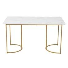 117cm Dining Table Set With 4 Chairs, Rectangular Dining Table, Modern Kitchen Table Set, Dark Green Velvet Dining Chair, Black Table Legs - White + MDF - View 10