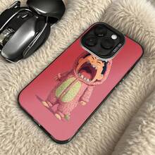 Funda de Teléfono Rosa con Impresión de Personaje de Dinosaurio de Dibujos Animados para Modelos de  y , Regalo Ideal para Todas las Temporadas - Plateado - Ver 5