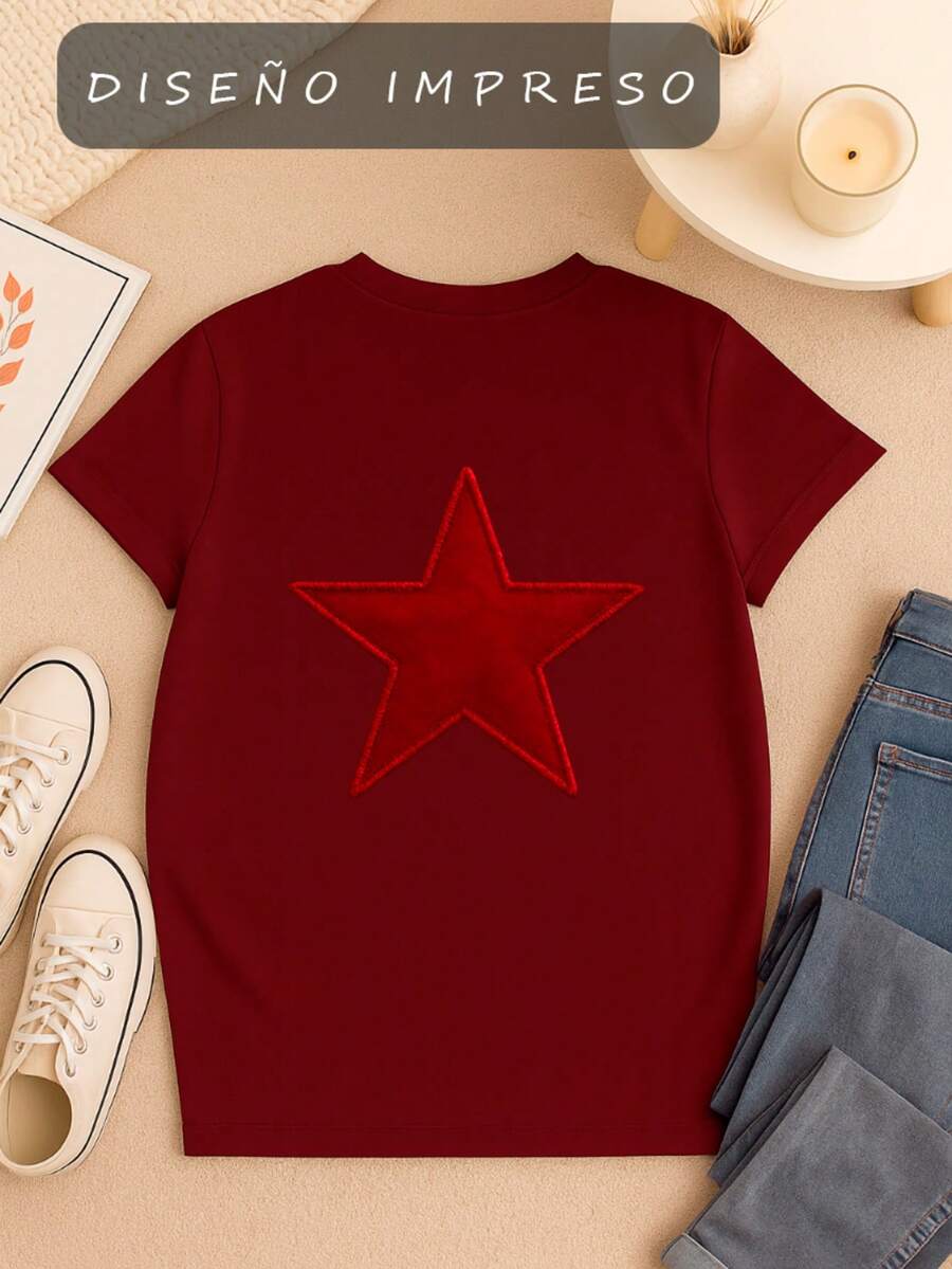 Playera de mujer básica en múltiples colores modernos y elegantes - Vino - Ver 1
