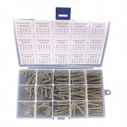 Compression Springs Assortment Kit, 15 Different Sizes 225pcs Stainless Steel Springs Repairs, 0.39 Inch To 1.18 Inch Length, 0.16 Inch To 0.23 Inch OD, 10mm - 30mm Length, 4 - 6mm OD