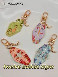 Women's Simple And Elegant Alloy Drip-Painted Twelve Constellation Bag Charm Bag Accessory Suitable For Car Keychains Bag Decorations Student Bags Couple Charms Small Gifts For Best Friends. Key Chain Gifts For Women Stocking Stuffers Teacher Gift Sister Gifts