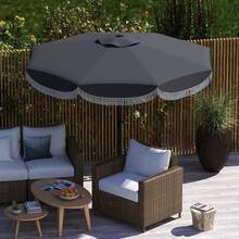 Outsunny Parasol Ø269, Octagonal Parasol Protection, Balcony Parasol For Garden, Dark Grey On Site