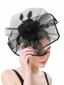 1件女士礼帽，德比帽，大花朵装饰，2025款，适合优雅的下午茶派对，女士发饰 - 彩色 - 查看 14