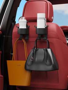 Car Mounted Multifunctional Water Cup Holder, Cup Holder, Car Seat, Rear Storage Box, Storage Rack, Backrest, Mobile Phone Holder, Fixing Bracket 1pc/2pcs - Black - View 9