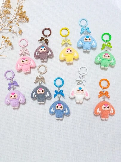 Cute Cartoon Animal Backpack Pendant - Flocked Resin DIY Phone Charm With Fluffy Ears And Vivid Face, Pink And Multi-Color Options, Durable Resin Material Suitable For Backpacks, Keys, Gifts For Women & Teens (Birthday, Valentine's Day) - Single Pendant Accessory, Backpack Decor, Playful Design, Charming Pendant, Decorative Keychain, Teen Accessory, Sentimental Gift, Kawaii Enthusiast, Bag Charm, Retractable Strap, Kawaii Fan