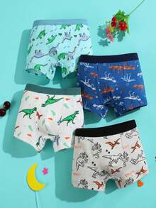 8pcs/Pack Cartoon Dinosaur Print Boys' Cotton Briefs, Soft & Comfortable, Suitable For Kids & Toddlers, All Seasons - Multicolor - View 5