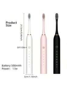 6速多功能电动牙刷，成人自动牙刷，带4个刷头，配备2分钟智能定时器和30秒区域切换提醒，防水USB可充电，适合家庭或旅行使用。 - 彩色 - 查看 12