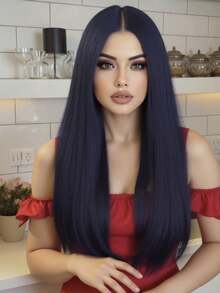 28-Inch Long Straight Red Wig, Suitable For Daily Wear, Parties And Festivals