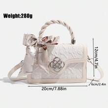 Fashionable High-End Pu Tote Bag With Versatile Square Shape And Cute Cherry Print, Perfect For Shopping, Dating Or Cross-Body For Girls Send Scarf., Best Mother's Day And Valentine's Day Gifts - trắng - Xem 6