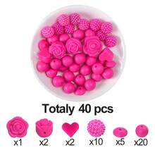 40/42件/套硅胶珠饰品制作套装，DIY串珠工艺配件，包含皇冠/心形/星星/玫瑰花等时尚装饰珠，非常适合制作串珠笔/项链/手链/钥匙扣/证件挂绳，适合女性、男性、手工艺者、学生、上班族、礼品购买者。 - 皇冠玫瑰花混合套裝 - 查看 10