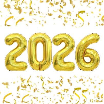 32-Inch 2026 Number Foil Balloons, Suitable For New Year's Eve Party Supplies, Birthday, Graduation, Anniversary Party Decorations, 2026 Football Jersey, Shoes Party Decorations