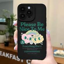 2026 nueva funda de teléfono mate, funda de teléfono con diseño de nubes lindas, arcoíris y flores, por favor sé amable conmigo, todo duele, texto para iPhone 17 14 13 12 11 Pro Max, funda de teléfono  Galaxy S23 S22 S21 S20 Plus Ultra, regalo de pareja para él y ella, regalo de San Valentín o cumpleaños - Negro - Ver 5