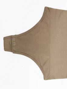 Suprenx 1pc Women's Long Sleeve Tummy Control Lift Bust Bodysuit - Khaki - View 7