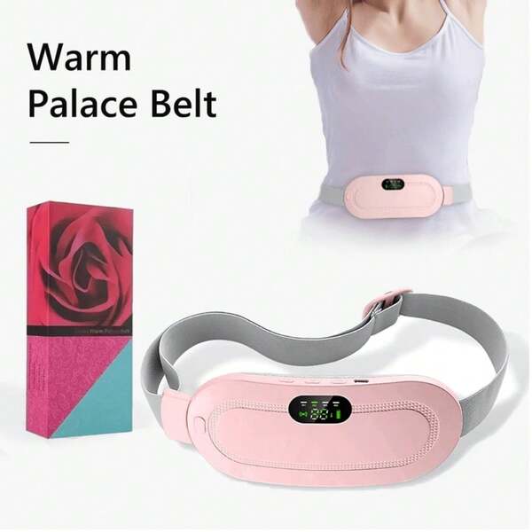 FollowBreak Almohadilla de calefacción inalámbrica portátil con pantalla LED de encendido, 3 niveles de temperatura, 4 modos de masaje, almohadilla de calefacción para la espalda, calentamiento rápido para el abdomen. Adecuado como regalo de Navidad para mujeres y niñas, calentador de manos