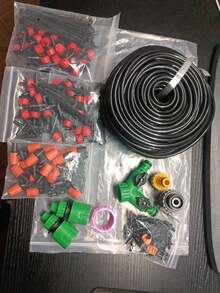 Kit Irrigação 211 Pcs Nebulização Gotejador Bicos C/40m Tubo - Preto - Visão 4