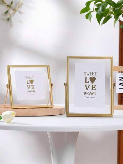 Wedding Photo Frame, Golden Metal Frame, Acrylic Transparent Surface, Modern Minimalist Style Decorative Frame, Suitable For Home Living Room And Bedroom, Home Goods, Gifts, Birthday, Graduation And Wedding Display