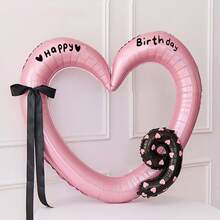 Khung ảnh bóng bay hình trái tim màu hồng, đồ trang trí nơ số cho tiệc sinh nhật - Nhiều màu - Xem 17