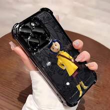 Funda para móvil con diseño de  y su impermeable amarillo. Compatible con teléfonos ,  17,  16 Pro Max,  15 Pro Max,  13 y  12. Fabricada en TPU, ofrece protección contra golpes y caídas. Un regalo encantador para fans, coleccionistas, hermanos o para Halloween. - Negro - Ver 3