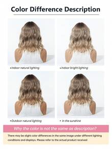 Tóc giả nữ chất lượng cao, tự nhiên và thoải mái, tóc giả kiểu bob bồng bềnh ombre 14 inch, tóc giả xoăn phủ kín đầu, tóc giả ombre thanh lịch chịu nhiệt, tóc giả ngắn xoăn tổng hợp chịu nhiệt, hoàn hảo cho sử dụng hàng ngày, kỳ nghỉ và du lịch. - Màu nâu ombre - Xem 9