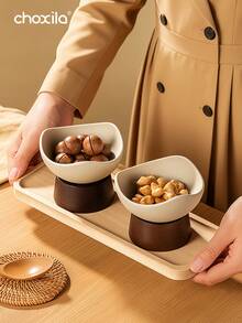 choxila 1件复古粗陶甜点碗，实木底座，多功能水果盘，甜点杯，创意水果零食杯，干果碗，零食盘，冷盘，调味盘，全新餐具 - 甜點杯 - 查看 4