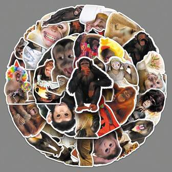 50 st/förpackning roliga galna apa meme retro estetiska klistermärken, söta mystiska INS vintage gotiska Y2K centrum klistermärken, 90-80-tals anime söta klistermärkespaket, dekorativa klistermärken för scrapbooking, försegling, kuvert, gitarrer, instrument, presenter, fester, belöningar, motivation, nyår, jul