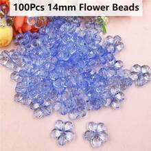 100Pcs 14mm Multicolor Spacer Loose Beads With Hole Flower Shape Handmade Material - 100 hạt cánh hoa 14mm - Xem 14