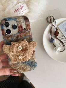 Cute Knitted Sweater Style Protective Case Compatible With Iphone 17 Pro, 17 Pro Max, 14, 16 Pro Max, Autumn/Winter - Multicolor - View 3