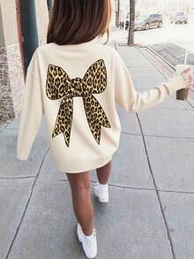 1 件女童休闲印花圆领长袖 T 恤，秋季学生年轻服装 - 杏色 - 查看 7