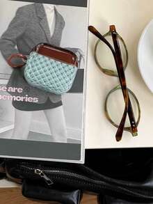 Argyle Pattern Niche Design Mint Green & Brown Rhombus Pattern Protective Case Compatible With Airpods 4, Pro 3rd Gen, Apple Wireless Bluetooth Earphones 2nd Gen, 3, Soft Full Coverage Case For Women - Multicolor - View 6