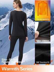 1pc Women's Thermal Lined Thermal Leggings - Soft & Skin-Friendly, Warm, Elastic & Comfortable, Suitable For Layering In Autumn/Winter, Warming - Black - View 3