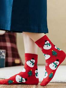 1/5/10 Pairs Cartoon Print Socks, Comfortable Cute Christmas Socks, Women's Socks - Multicolor - View 4