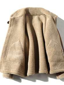 [comodín]Chaqueta masculina con chaqueta de gamuza retro y abrigo de cordero engrosado con terciopelo en invierno. - Marrón - Ver 3