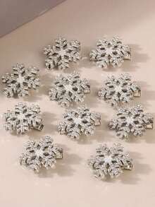 1pc New Fashionable Christmas Snowflake Faux Pearl Side Clip Hair Accessory, Claw Clips, Hair Slide, Hair Barrettes - Silver - View 11